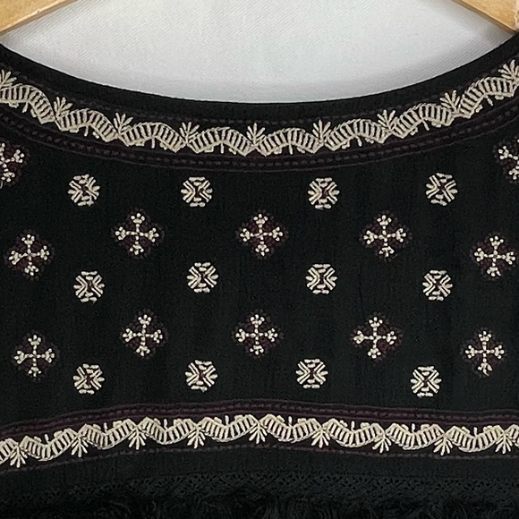 AEO American Eagle Outfitters Mini Dress Women’s L Black Embroidered Bohemian - Picture 15 of 16